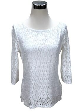 Banana Republic White Lace Overlay Lined Top Size S Tunic Longer Blouse